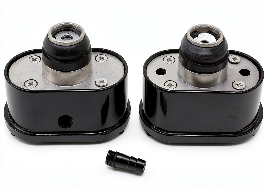 SHLPDFM finned black aluminum breather valve set installed on a valve cover